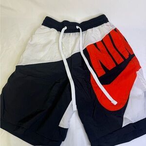 Nike Throwback Futura Black White Red Colorblock Swim Trunks